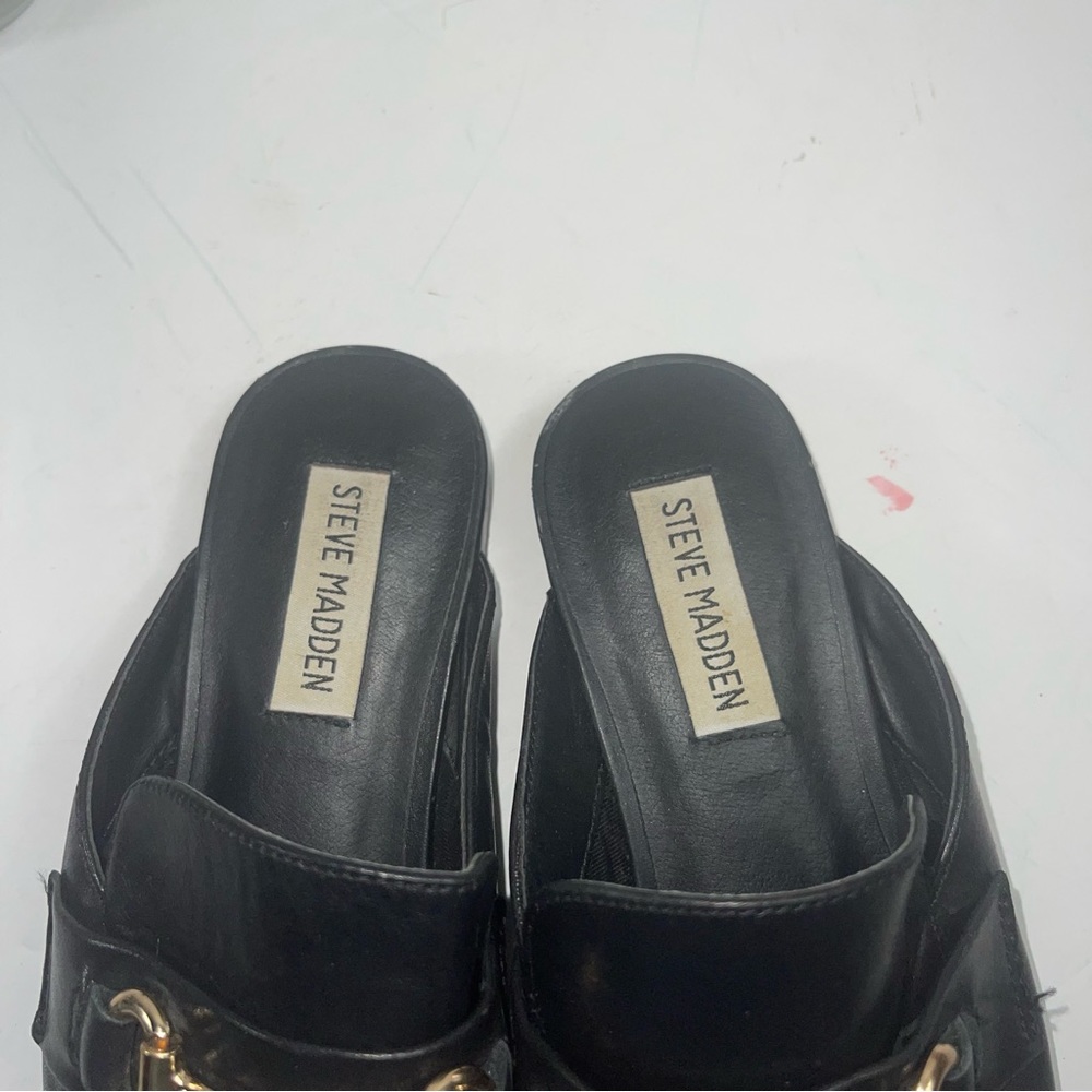 Steve Madden Kandi black leather loafer mules size 6 - Picture 4 of 9